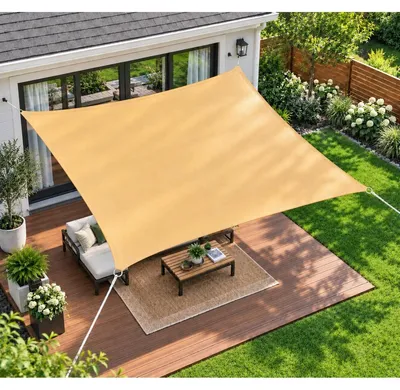 Image de Voile d'ombrage rectangulaire - Voile d'ombrage imperméable - 1 x 3 m - Avec cordes