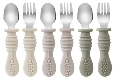 Besteckset für Kleinkinder, 6-teilig, Silikon & Edelstahl, BPA-frei