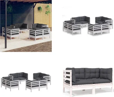 Obrázek produktu pro vidaXL 8dílná zahradní lounge souprava s antracitovými polštáři borovice - zahradní lounge souprava - zahradní lounge soupravy - lounge souprava - lounge soupravy