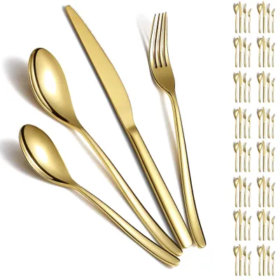 Produktbild von Omgoods – Goldfarbenes Besteckset aus Edelstahl für 12 Personen