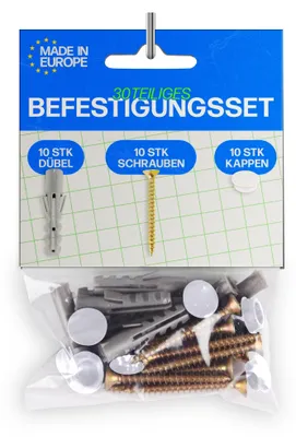 Befestigungsset für Gardinenschienen – 30-teilig, weiß