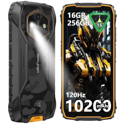 Produktbild von Ulefone RugKing 4 Pro Outdoor Smartphone ohne Vertrag Android 15 - 16GB+256GB - 10200mAh 48MP 6.56" 120Hz AI Rugged Handy IP68/OTG/NFC, Schwarz