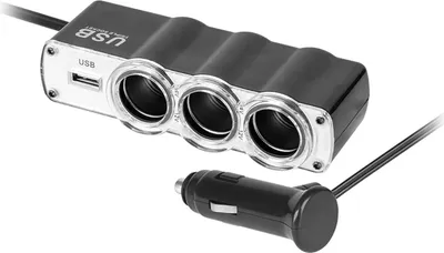 Obrázek produktu pro Zásuvkový rozbočovač x3 pro zapalovače s kabelem a USB