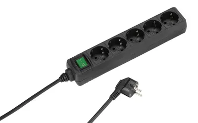 Produktbild von ViVanco™EBLS 5S, 5 AC-Ausgänge, Schwarz, 1,4 m, 370 mm, 90 mm, 60 mm
