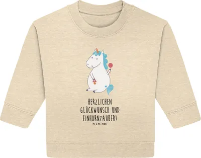 Produktbild von Mr. & Mrs. Panda Organic Baby Pullover Einhorn Baby 6. - 12. Monat - Natural Raw - Geschenk, Geburtstag, Unicorn, Mutter, Einhörner, Geburt, Bullover