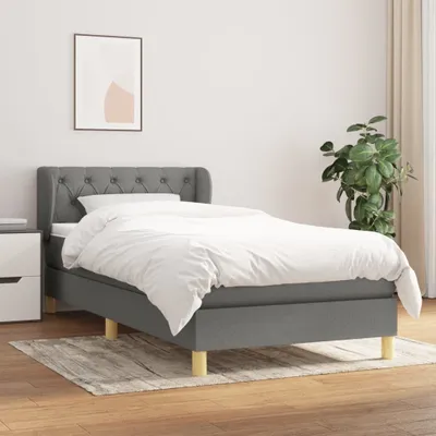 Produktbild von Cloris Designermöbel Boxspringbett mit Matratze Dunkelgrau 80x200 cm Stoff 2024 Neu
