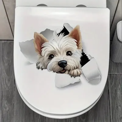 Produktbild von GKA WC Deckel Aufkleber süßer Hund Westi Toilettendeckel Tattoo selbstklebend Toilette Toilettendeckelaufkleber