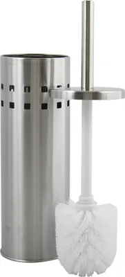 Produktbild von MSV WC Bürste Toilettenbürste WC Garnitur Klobürste mit hygienischem Behälter Conic Silber