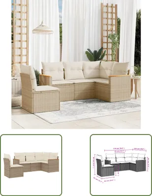 Produktbild von The Living Store 5-tlg. Garten-Sofagarnitur mit Kissen Beige Poly Rattan