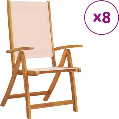 Produktbild von vidaXL Gartenstühle 8 Stk. Klappbar Massivholz Akazie und Textilene