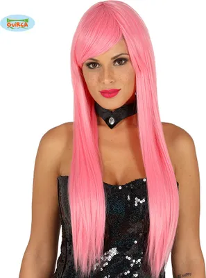Produktbild von Dämon Karneval Perücke Lang Elegant Glatt Erwachsene Verschiedene Farben Stilvoll Fasching Haarmode, Farbe: Pink