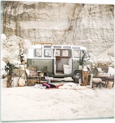 Produktbild von Bilder auf glas - Einteilig - Wohnmobil Boho Möbel - 70x70cm - Glasbilder - Wandbilder - Bilder - zum Aufhängen bereit - Wanddekoration aus Glas - Glas Bilder - Wandbild auf Glas - GAC70x70-4542