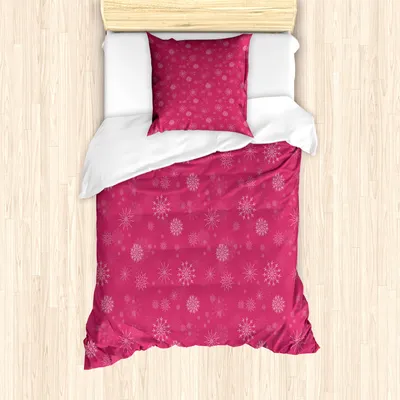 Produktbild von ABAKUHAUS Winter Mantele, Sanfte Schnee Feminine, Milbensicher Allergiker geeignet mit Kissenbezügen, 135 cm x 200 cm - 80 x 80 cm, rosa, Weiß,