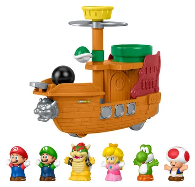 Produktbild von Fisher-Price Little People My Mario Bowser-Luftschiff und Figurenset Kleinkindspielzeug, Luftschiff, 1,5 Jahr(e), Kunststoff, Mehrfarbig