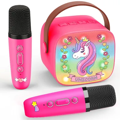 Produktbild von Karaokemaschine Karaoke-Set Kinderkaraoke - 2 kabellose Mikrofone - Bluetooth 5.3 - Blau