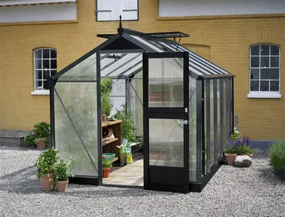 Produktbild von Gewächshaus JULIANA Compact 8,2 m² 10 mm Stegdoppelplatten 224 x 368 cm anthrazit/schwarz