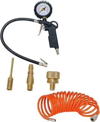 Produktbild von Scheppachblack Kompressor - Zubehörset 5 tlg. - inkl. 5 Meter Schlauch - Reifenfüller Luftprüfer inkl. Düsen