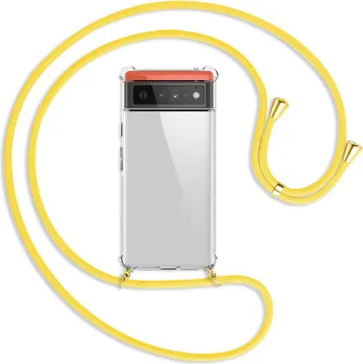 Produktbild von Handykette Backcover-Schutzhülle mit Band (Metall goldfarben) für Google Pixel 6 - gelb