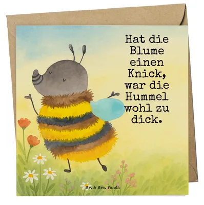 Produktbild von Mr. & Mrs. Panda Grußkarte Hummel flauschig Design - Weiß - Geschenk, Klappkarte, Tiermotive, faltkarte, Natur, doppelkarte, anlasskarte, Blume, Glückwunschkarte, Biene