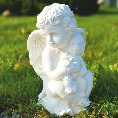 Produktbild von Casa Padrino Jugendstil Garten Deko Skulptur Engel Weiß H. 36 cm - Garten Figur