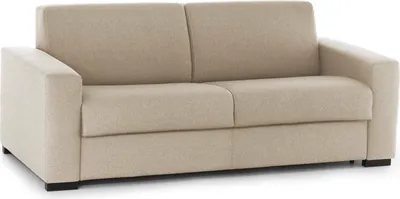Produktbild von Schlafsofa Algisa, Großes 2-Sitzer-Sofa, 100%  Italy, Wohnzimmersofa mit drehbarer–ffnung, aus gepolstertem Stoff, mit schmalen Armlehnen, Cm 180x95h90, Beige