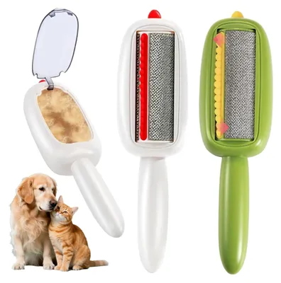 Produktbild von 2er-Set Wiederverwendbare Fusselrollen für Tierhaare, waschbare Fusselbürste für Textilien, Möbel und Autositze, Weiß/Grün