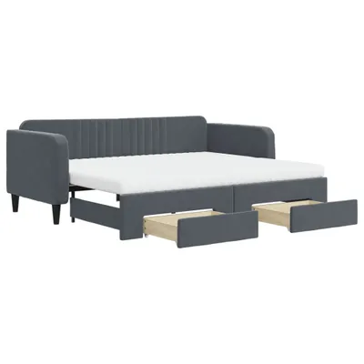 Image de vidaXL Lit de jour extensible avec tiroirs gris foncé 90x200 cm velours