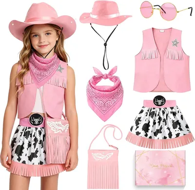 Immagine prodotto di Costume da cowgirl per bambini, taglia 110-140, composto da 5 pezzi, colorato