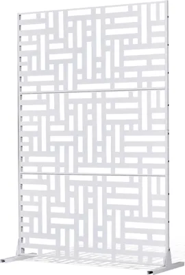 Image de Paravent VEVOR, 120x50,8x193 cm, cloison extérieure indépendante avec support, protection visuelle, cloison, blanc