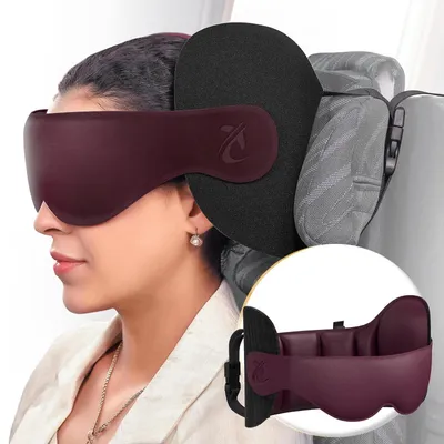 Produktbild von Reisekissen mit 3D Schlafmaske und Kopfband - Ergonomische Unterstützung für lange Flüge