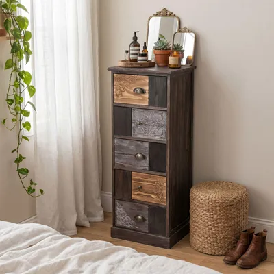 Produktbild von Schubladenkommode MARA Standregal Aufbewahrungsregal im Shabby Chic Vintage Look mit 5 Schubladen