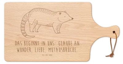 Produktbild von Mr. & Mrs. Panda Schneidebrett Nasenbär - Transparent - Geschenk, brett holz, Bär, Käsebrett, Nasenbären, Holzbrett, Rüsselbär, Lustige Sprüche, Frühstücksbrett
