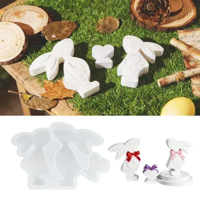Produktbild von Silikonform Osterhase mit Herz Gießform für Kerzen Gips Seife DIY Frühling Dekoration