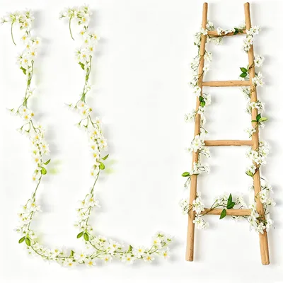 Productafbeelding van Kunstkersenbloesemslinger 1,8 m, 2 stuks, 120 bloemkoppen, wit, voor bruiloft