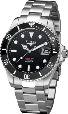 Produktbild von ELYSEE Herrenuhr OCEAN PRO CERAMIC silber schwarz onesize Herren lumineszierende Zeiger und -Indizes, Datumsanzeige 40mm 80581, 80582, 80583, 80584, 80585, 80586, 80588, 80589