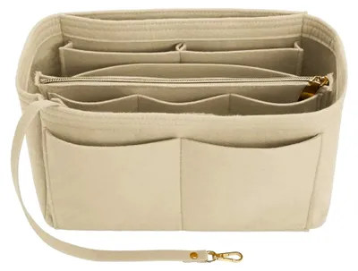 Produktbild von Organizer für Handtaschen, Filz Taschenorganizer für Damen, Abnehmbare Reißverschlusstasche (Beige, M)