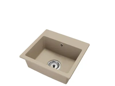Produktbild von Granitspüle Einbeckig DON – Beige – Siphon in Chrom