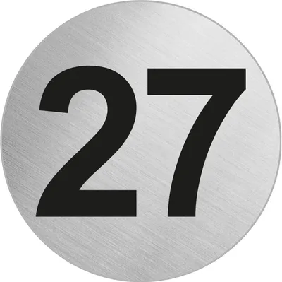 Produktbild von Türnummer Zimmernummer aus Edelstahl "27" Ø 60 mm selbstklebend
