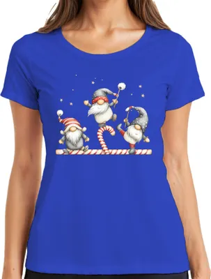 Produktbild von Weihnachtswichtel Zuckerstange süß lustig Geschenk Weihnachten Damen T-Shirt, Blau, M