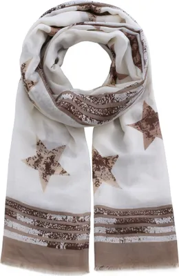Produktbild von Faera Damen Schal Stars und Sterne weicher und leichter Damenschal Einheitsgröße in verschiedenen Farben, SCHAL Farbe:Beige