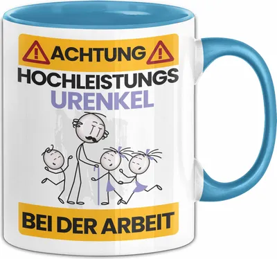 Produktbild von Urenkel Tasse Geschenk Lustiger Spruch Geschenkidee für Urenkel Achtung Hochleistungs Urenkel Bei Der Arbeit (Blau)