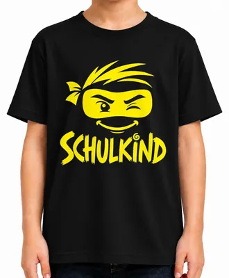 Produktbild von Schulkind Ninja Einschulung Schulanfang Erste Klasse Erstklässler Kinder T-Shirt, Schwarz, 128