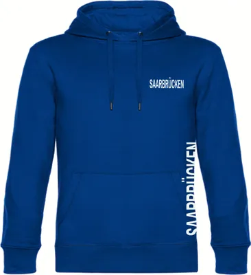 Produktbild von multifanshop Kapuzen Sweatshirt - Saarbrücken - Brust & Seite, blau, Größe XXL