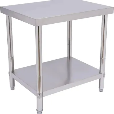 Image de Table de travail, en acier inoxydable durable, réglable en hauteur, couleur argent