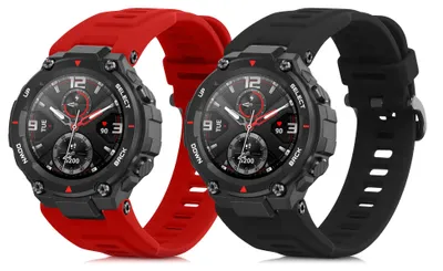 Produktbild von kwmobile 2x Uhrenarmband für Huami Amazfit T-Rex / T-Rex Pro Armband - Fitnesstracker Band Set aus TPU Silikon - Ersatzarmband Smartwatch - Schwarz