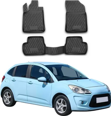 Image de OMAC Tapis de sol pour Citroen C3 2009-2016 sur mesure en caoutchouc Noir