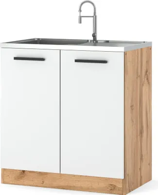 Zdjęcie produktu dla Szafka Kuchenna Stojąca Modułowa Pod Zlew 80Cm Blande Wotan Biały Mat