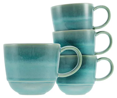 Produktbild von CreaTable, 21513, Yuki Grün-blau, Kaffeebecher 4-tlg, Steinzeug