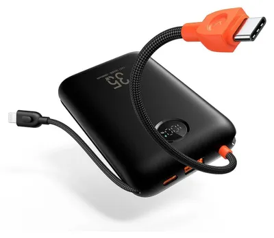 Image de VEGER powerbank 20000 mAh avec câbles intégrés Type C / Lightning PD QC3.0 35W K2 (W2068) noir