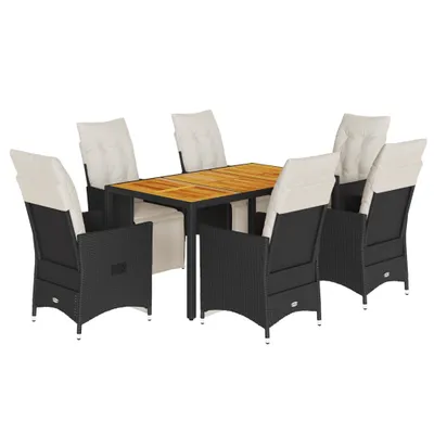 Immagine prodotto di vidaXL set da pranzo da giardino 7 pezzi con cuscini in polirattan nero